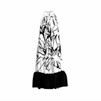'Bayahibe Rose' Drawstring Halter Maxi Dress in B&W